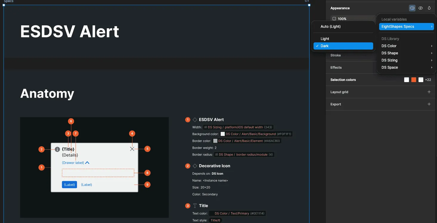 Specification-level dark mode